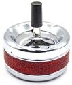 Пепельница крутящаяся Ashtray (Аштрай)  хром с кож. вставкай ,ST004 d 11 см RED